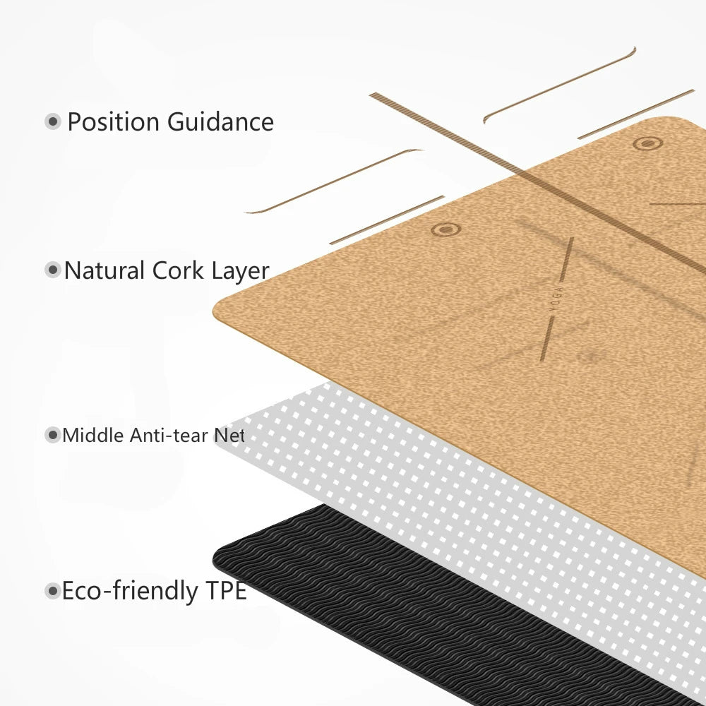 Natural Cork Non-Slip Yoga Mat with Bag