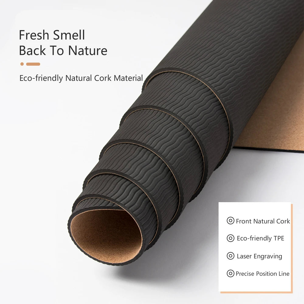 Natural Cork Non-Slip Yoga Mat with Bag